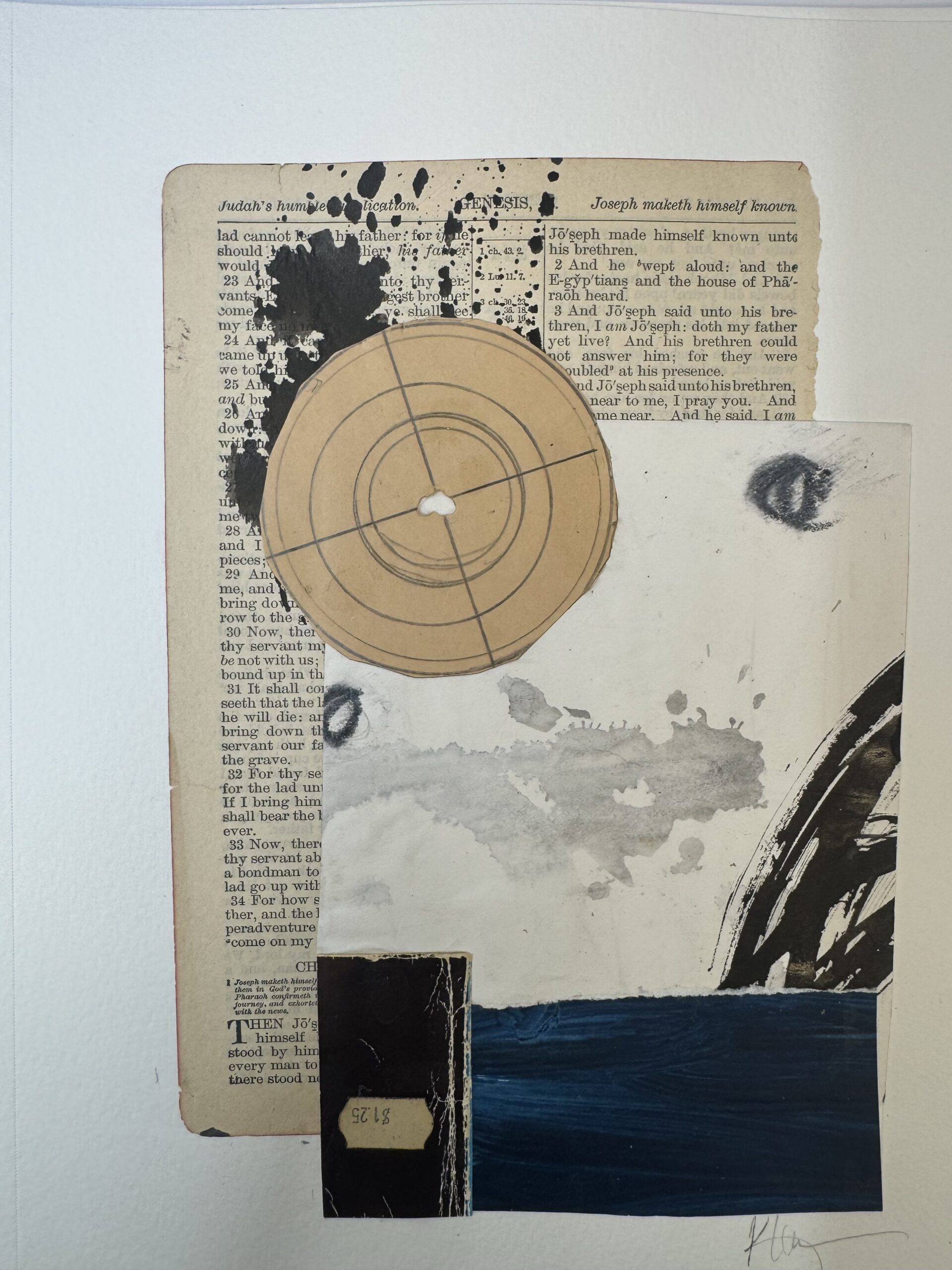 Collage painting, 'One Tweny Five', by Artist Karen Lehrer