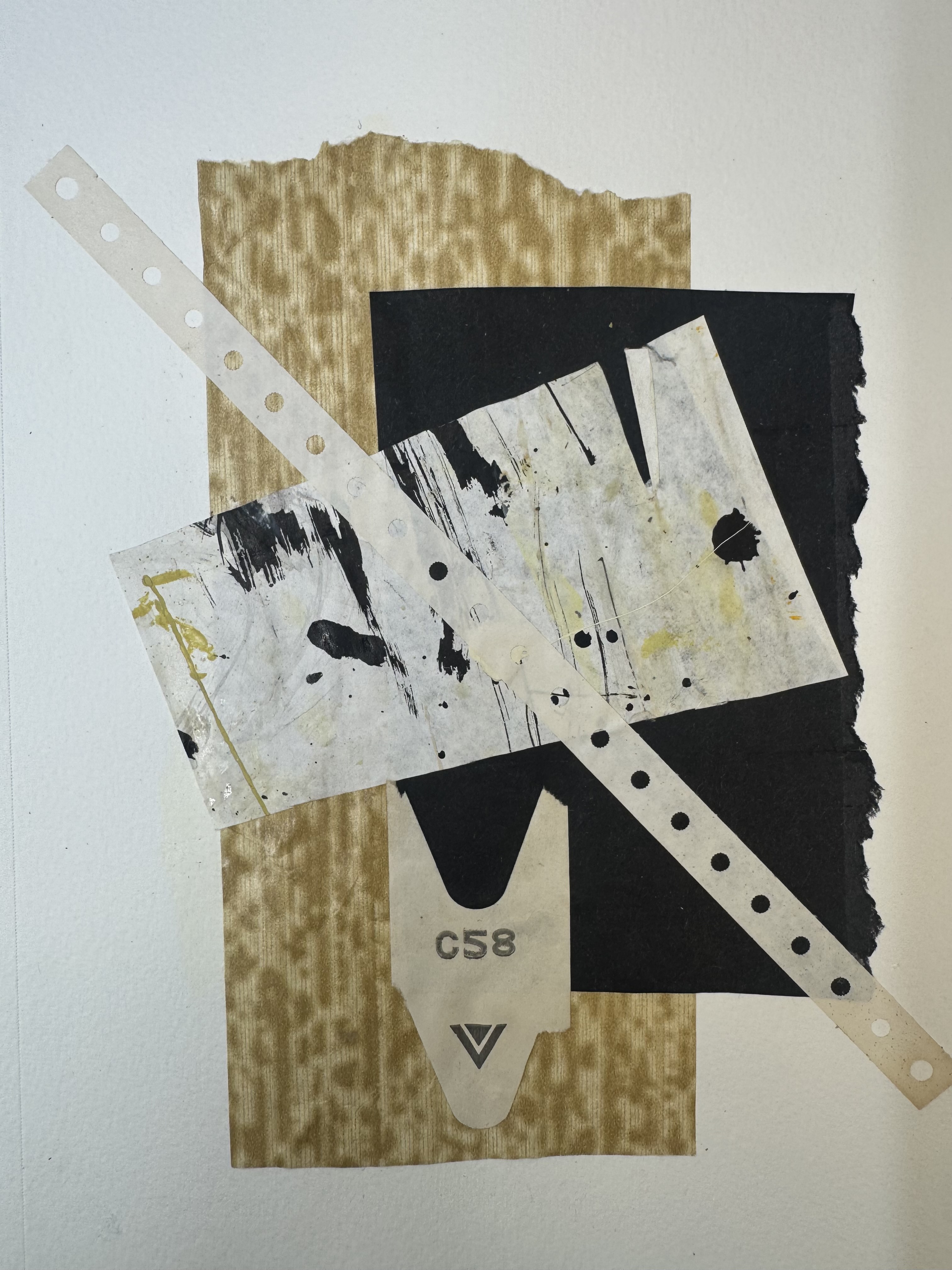 Collage painting, 'What Remains', by Artist Karen Lehrer
