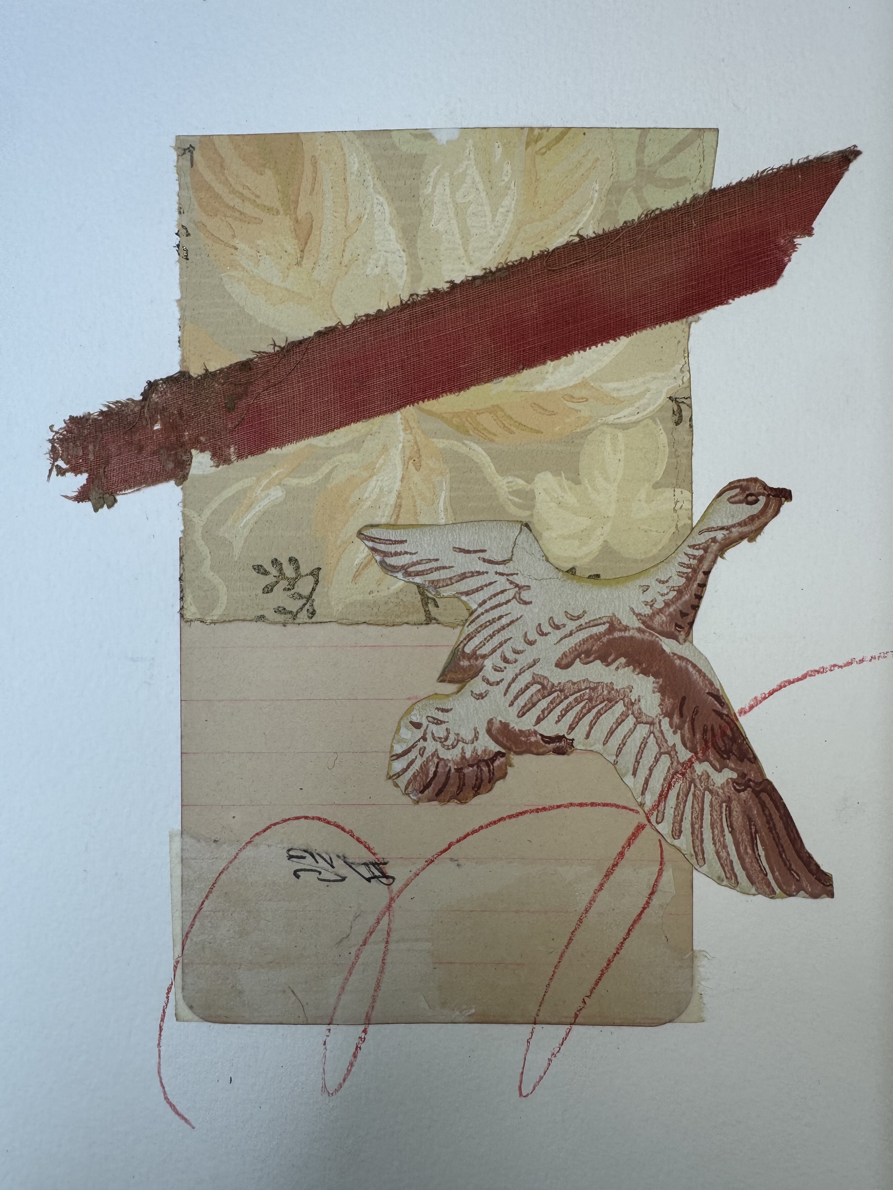 Collage painting, 'Wing Span', by Artist Karen Lehrer